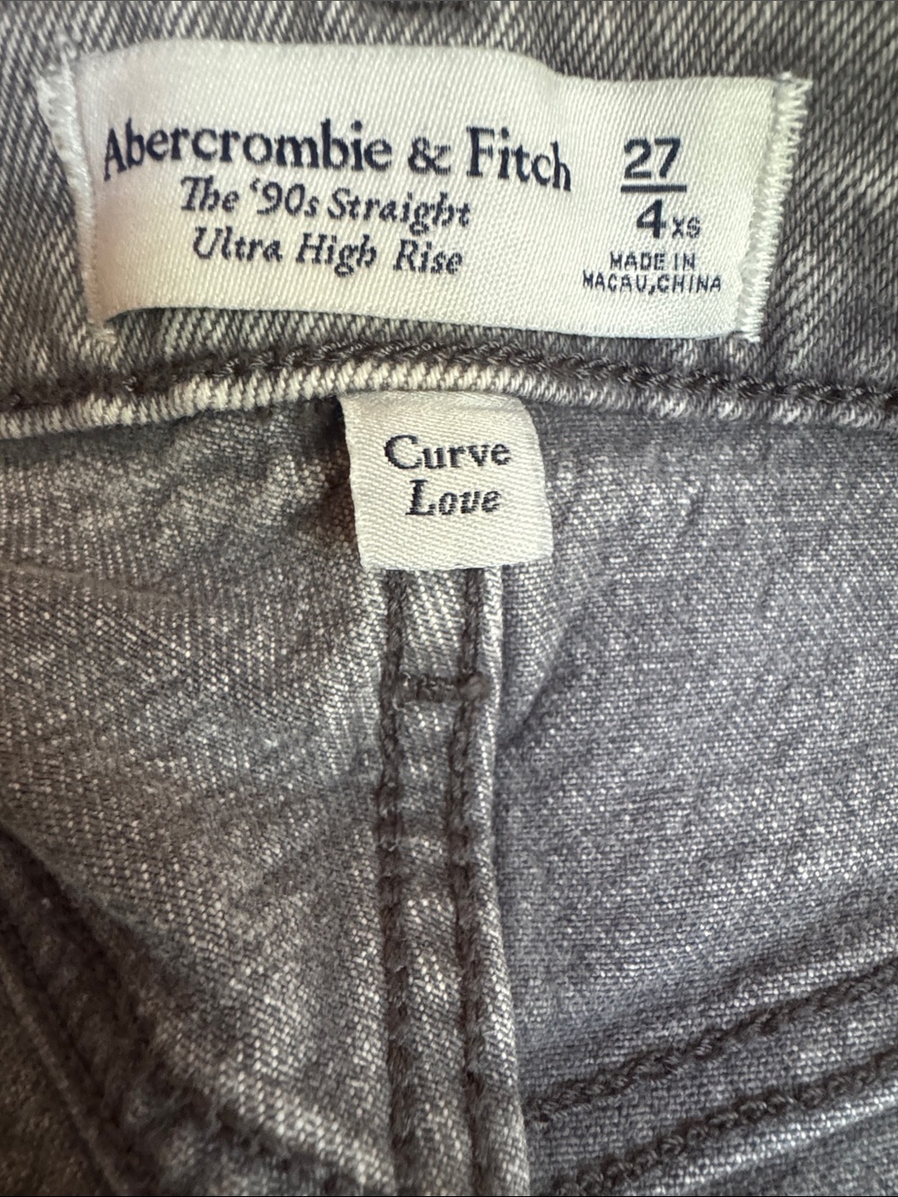 Abercrombie Curve Love 90s Straight Ultra High Rise Gray Jeans Size 27 - Picture 8 of 8